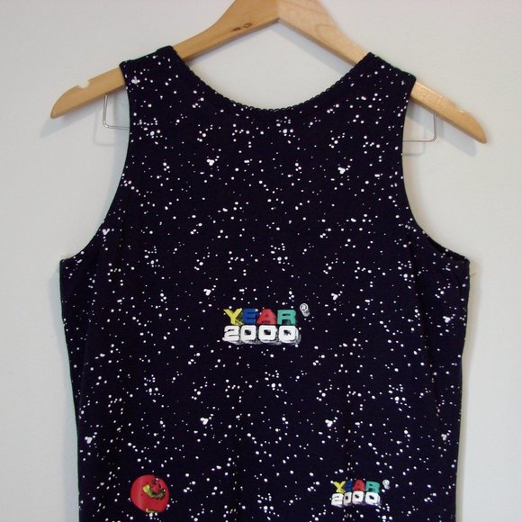 Y2K Mini Dress Year 2000 Tank Sleeveless Navy Blue Stretch Summer Dress Medium - Picture 11 of 11